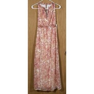 Japna Boho Maxi Dress Pink Bloom Halter Paisley Peasant CottageCore Sz XS NWT